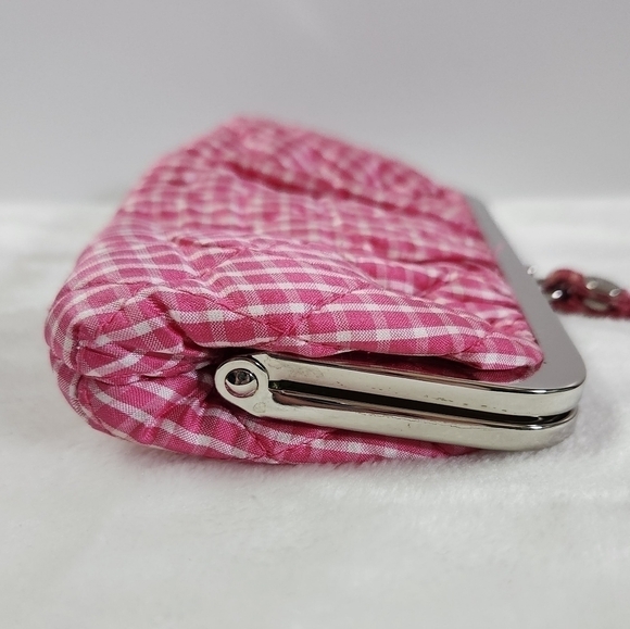 Vera Bradley Limited Edition Pink White Gingham Silk Collection Clutch Wristlet - Picture 3 of 14